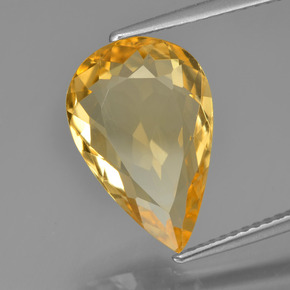 4.67 ct Golden Citrine Stone, Natural Citrine in Pear Facet Shape for Sale