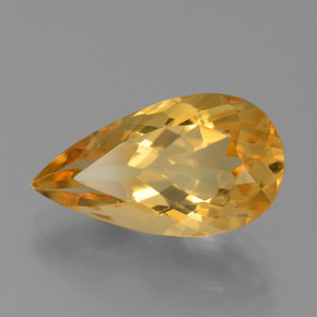 7.46 ct Golden Citrine Stone, Natural Citrine in Pear Facet Shape for Sale