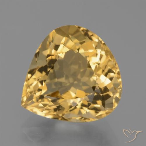 7.27ct Natural Medium-Dark Golden Citrine, Pear Shape, VVS