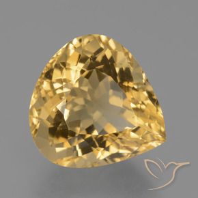 7.27 ct Golden Citrine Stone, Natural Citrine in Pear Facet Shape for Sale