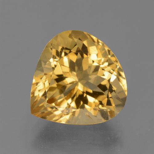 13 x 12.7mm Pear Facet Golden Citrine from Brazil, Weight of 6.47ct, Natural untreated Gemstone in VVS Clarity, 1pc Citrine - Color: Deep Golden Orange, Mohs Hardness of 7 suitable for daily wear jewelry, Year of the Rooster Gemstone, Photo A