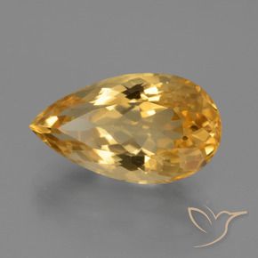 6.96 ct Golden Citrine Stone, Natural Citrine in Pear Facet Shape for Sale