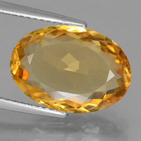 5.36 ct Golden Citrine Gemstone, Citrine Gem in Oval Facet Shape for Sale.