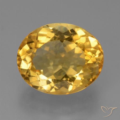 5.68 ct Golden Citrine Gemstone, Citrine Gem in Oval Facet Shape for Sale.