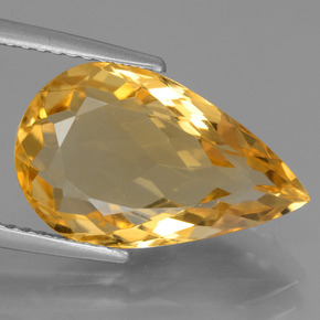 Naranja dorado intenso Citrina Gema - 5.6ct Corte en forma de pera (ID: 450487)