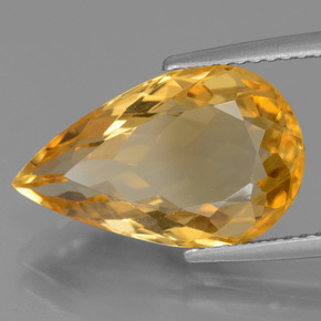 5.58 ct Golden Citrine Stone, Natural Citrine in Pear Facet Shape for Sale