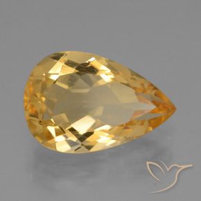 3.92 ct Golden Citrine Stone, Natural Citrine in Pear Facet Shape for Sale