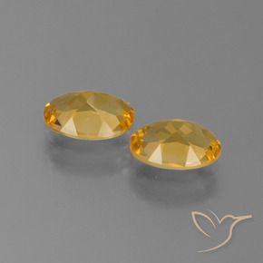 Citrine Gemstones in 8 x 6 mm (calibrated) Size for Sale, Citrine Stones in Medium-Dark Golden Color