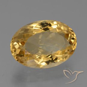 7.33 ct Golden Citrine Stone, Natural Citrine in Oval Facet Shape for Sale