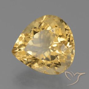 7.84 ct Golden Citrine Stone, Natural Citrine in Pear Facet Shape for Sale