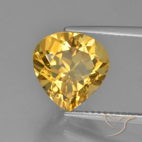 3.34 ct Golden Citrine Stone, Natural Citrine in Pear Facet Shape for Sale
