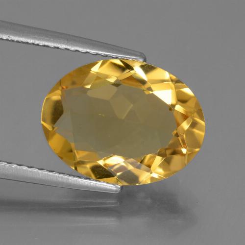 4.22 ct Golden Citrine Gemstone, Citrine Gem in Oval Facet Shape for Sale.
