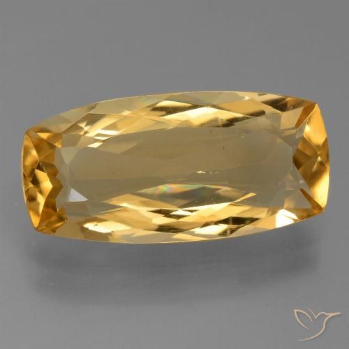 17,8 x 8,6mm goldener Citrin im Kissenschliff aus Brasilien, Gewicht 5,84 ct, Garantiert echter Edelstein in VS Reinheit, 1 Stück Citrin - die Farbe ist Tiefes Goldorange, Mohs-Härte von 7 Geeignet für den täglichen Gebrauch im Schmuck, Stein des Händlers, Photo A