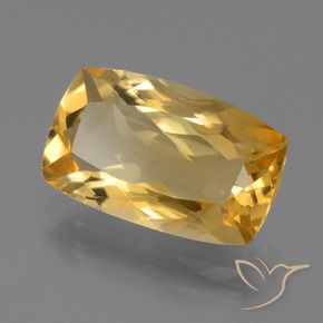 5.05 ct Golden Citrine Stone, Natural Citrine in Cushion-Cut Shape for Sale