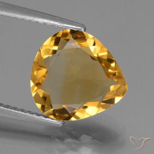 2.95ct Natural Medium-Dark Golden Citrine, Pear Shape, VVS