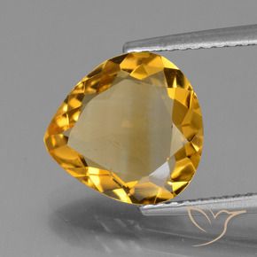 2.95 ct Golden Citrine Stone, Natural Citrine in Pear Facet Shape for Sale