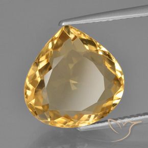 6.37 ct Golden Citrine Stone, Natural Citrine in Pear Facet Shape for Sale