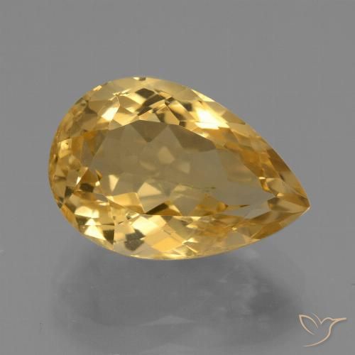 4.45ct Natural Medium-Dark Golden Citrine, Pear Shape, VVS-VS