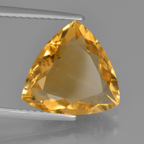 3.94 ct Golden Citrine Stone, Natural Citrine in Trillion Facet Shape for Sale