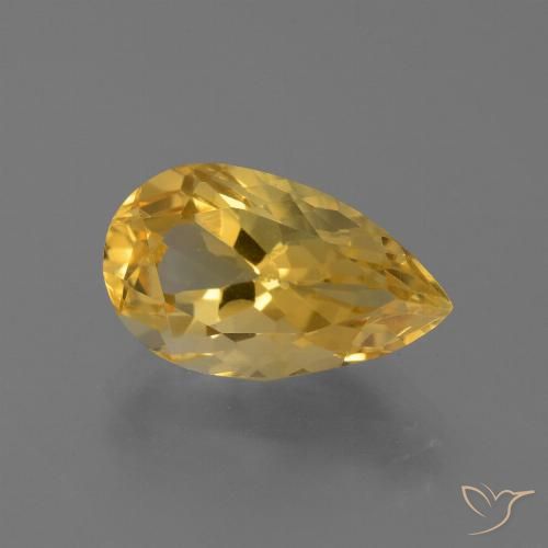 4.32ct Natural Bright Gold Citrine, Pear Shape, VVS