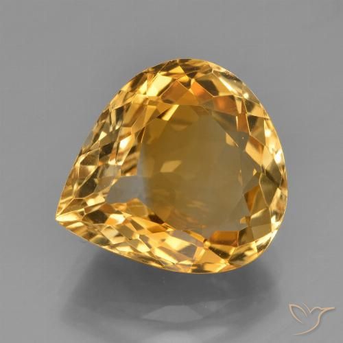 4.78ct Natural Medium-Dark Golden Citrine, Pear Shape, VVS-VS