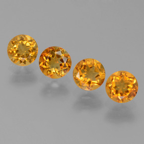 1.87 ctw Yellow Citrine Gemstones, Citrine Gems in Round Facet Shape for Sale.