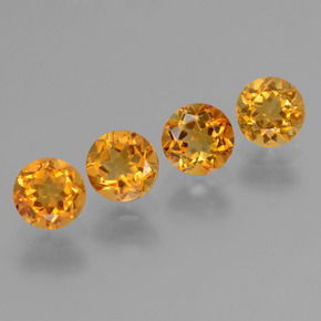 1.87 ctw Yellow Citrine Stones, Natural Citrine in Round Facet Shape for Sale