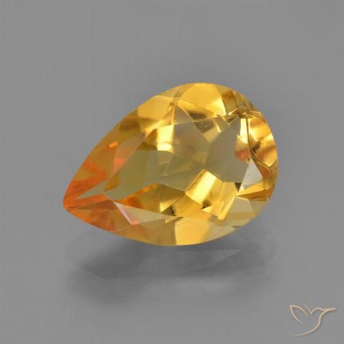 3.06 ct Golden Citrine Gemstone, Citrine Gem in Pear Facet Shape for Sale.