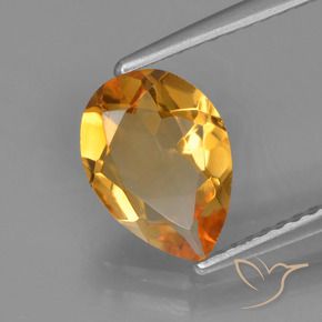 1.23 ct Golden Citrine Stone, Natural Citrine in Pear Facet Shape for Sale