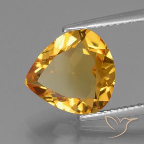 3.13 ct Golden Citrine Stone, Natural Citrine in Pear Facet Shape for Sale