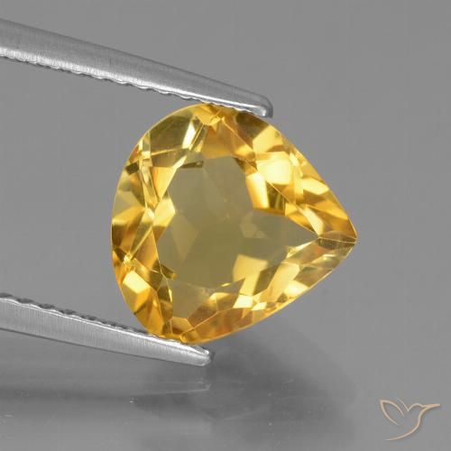 2.40ct Natural Medium-Dark Golden Citrine, Pear Shape, VVS-VS
