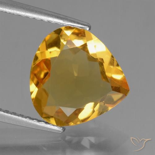 3.14ct Natural Deep Orange-Gold Citrine, Pear Shape, VVS-VS
