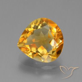 2.84 ct Golden Citrine Stone, Natural Citrine in Pear Facet Shape for Sale