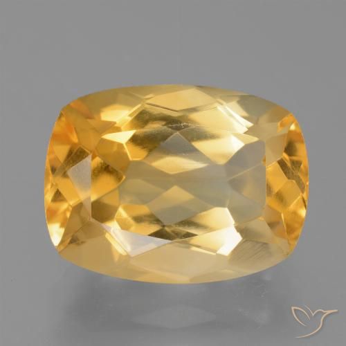 7.2 ct Yellow Citrine, 14 x 10.5 mm Cushion Cut From Brazil, Photo A