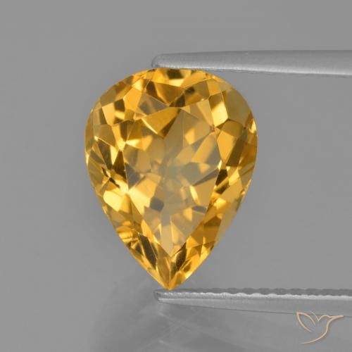 3.54 ct Golden Citrine Stone, Natural Citrine in Pear Facet Shape for Sale