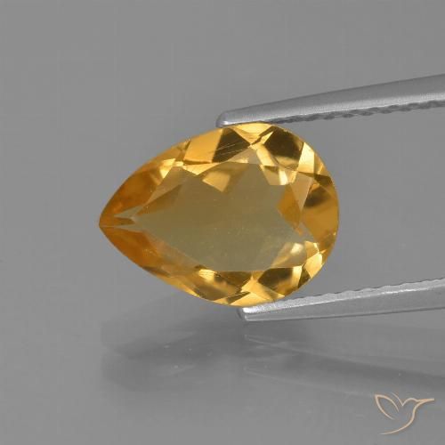 2.07ct Natural Deep Golden Orange Citrine, Pear Shape, VVS