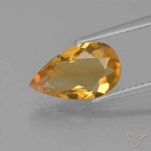 1.97ct Natural Dark Orange-Gold Citrine, Pear Shape, VVS-VS
