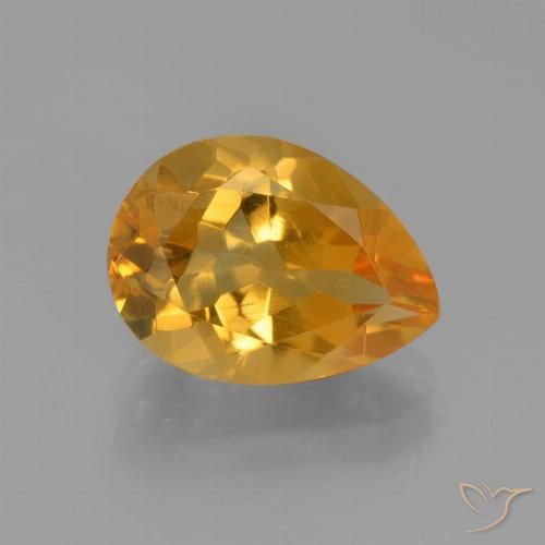 3.24 ct Yellow Citrine, 10.9 x 8.7 mm Pear Cut From Brazil, Photo A