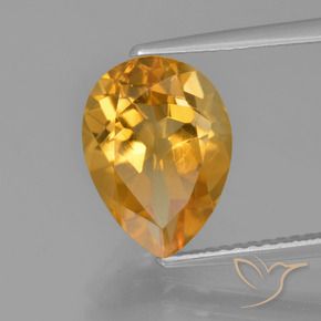 3.24 ct Golden Citrine Stone, Natural Citrine in Pear Facet Shape for Sale