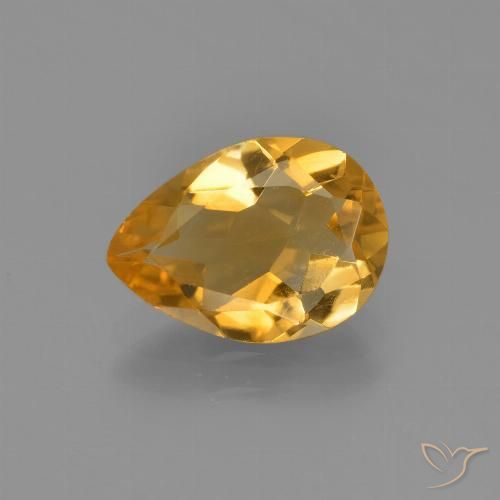 2.01ct Natural Deep Orange-Gold Citrine, Pear Shape, VVS-VS
