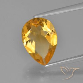 2.01 ct Golden Citrine Stone, Natural Citrine in Pear Facet Shape for Sale