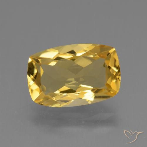 3.63 ct Golden Citrine Gemstone, Citrine Gem in Cushion-Cut Shape for Sale.