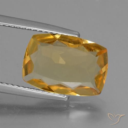 3.58ct Natural Medium-Dark Golden Citrine, Cushion, VVS-VS