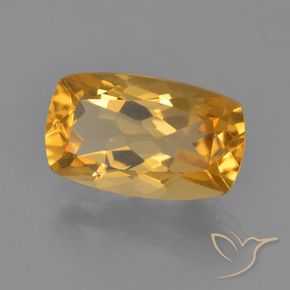 3.28 ct Golden Citrine Stone, Natural Citrine in Cushion-Cut Shape for Sale