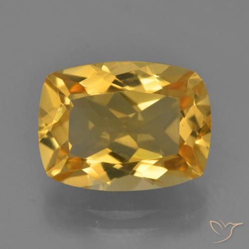 4.24ct Natural Dark Golden Citrine, Cushion, VVS-VS