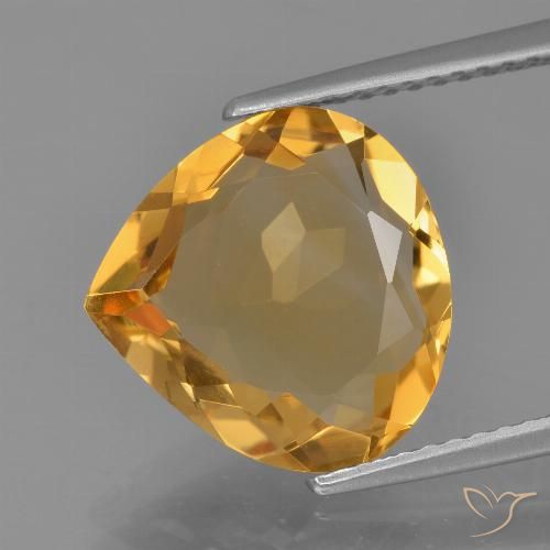 4.19ct Natural Dark Orange-Gold Citrine, Pear Shape, VVS-VS
