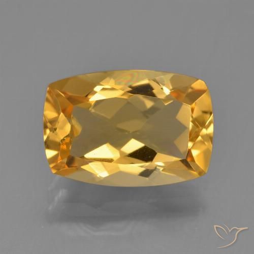 Deep Golden Orange Citrin Edelstein - 3.2ct Kissenschliff (ID: 453861)