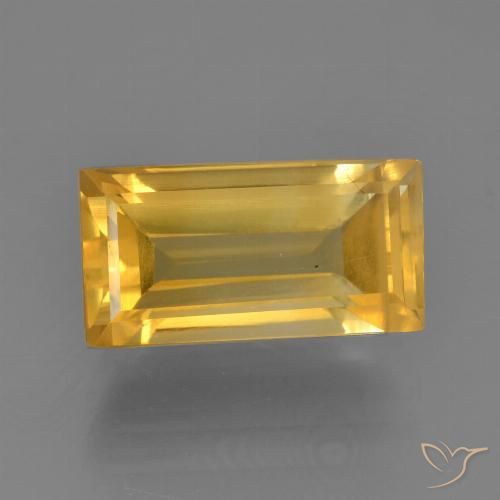 3.68ct Natural Medium Golden Citrine, Baguette, VS