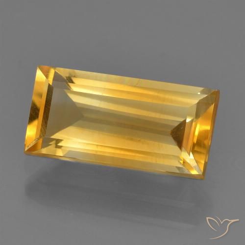 2.7 ct Yellow Citrine, 12.2 x 6.1 mm Baguette Cut From Brazil, Photo A