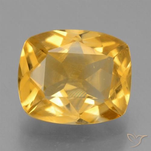 2.09ct Natural Medium Golden Citrine, Cushion, VVS-VS